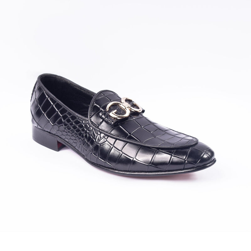 Seamless Pattern Leather Shoe Black