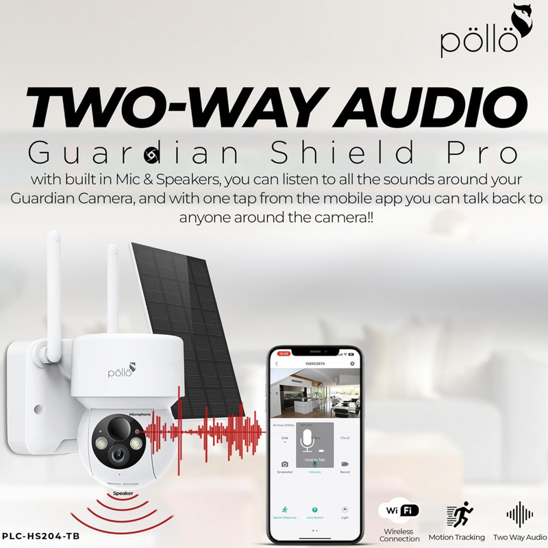 Pollo Pro Solar-Powered Smart Wi-Fi Security Camera PLC-HS204-TB ...