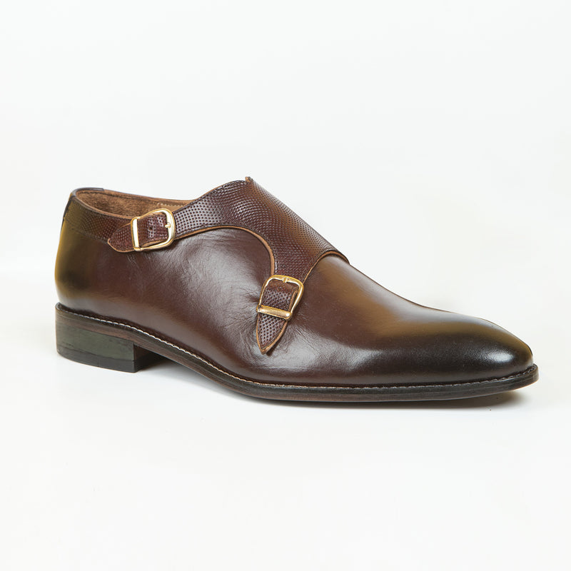 Double monk brown Doted shoe for Men