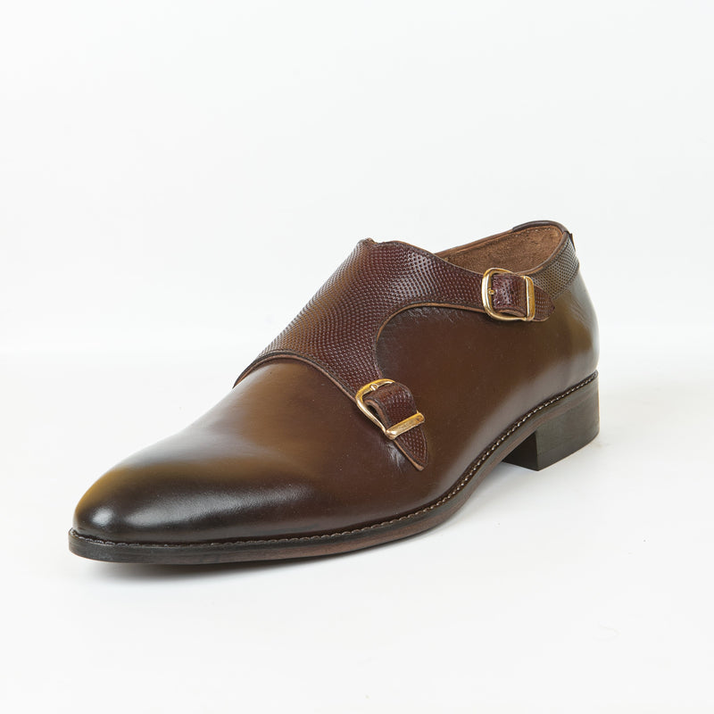 Double monk brown Doted shoe for Men