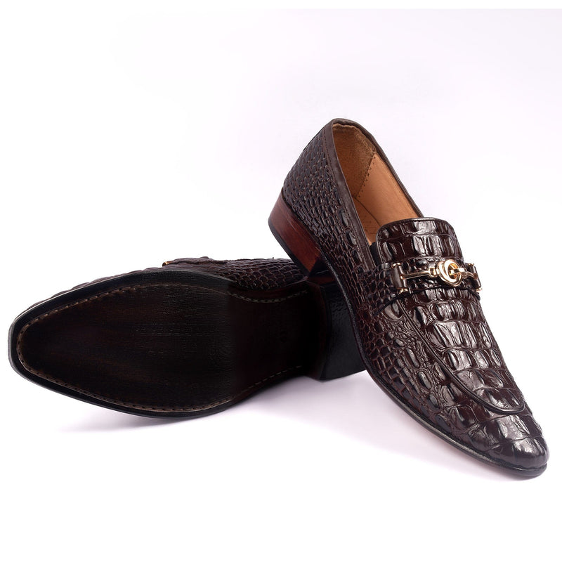 Seamless Pattern Buckle Loafer Brown